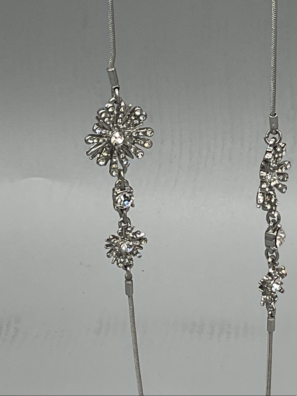 Ann Taylor Silver Floral Station Long Necklace - Picture 2 of 3